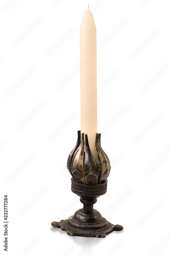 old candle isolated on white old candle isolated on white
