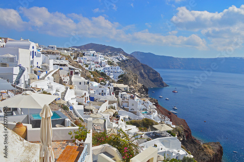 A view over the houses of Oia, Santorini, Greece