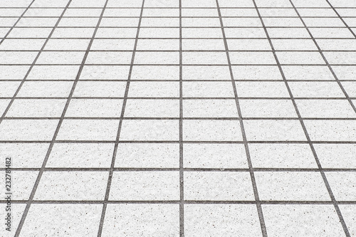 Perspective of white brick floor pattern and background