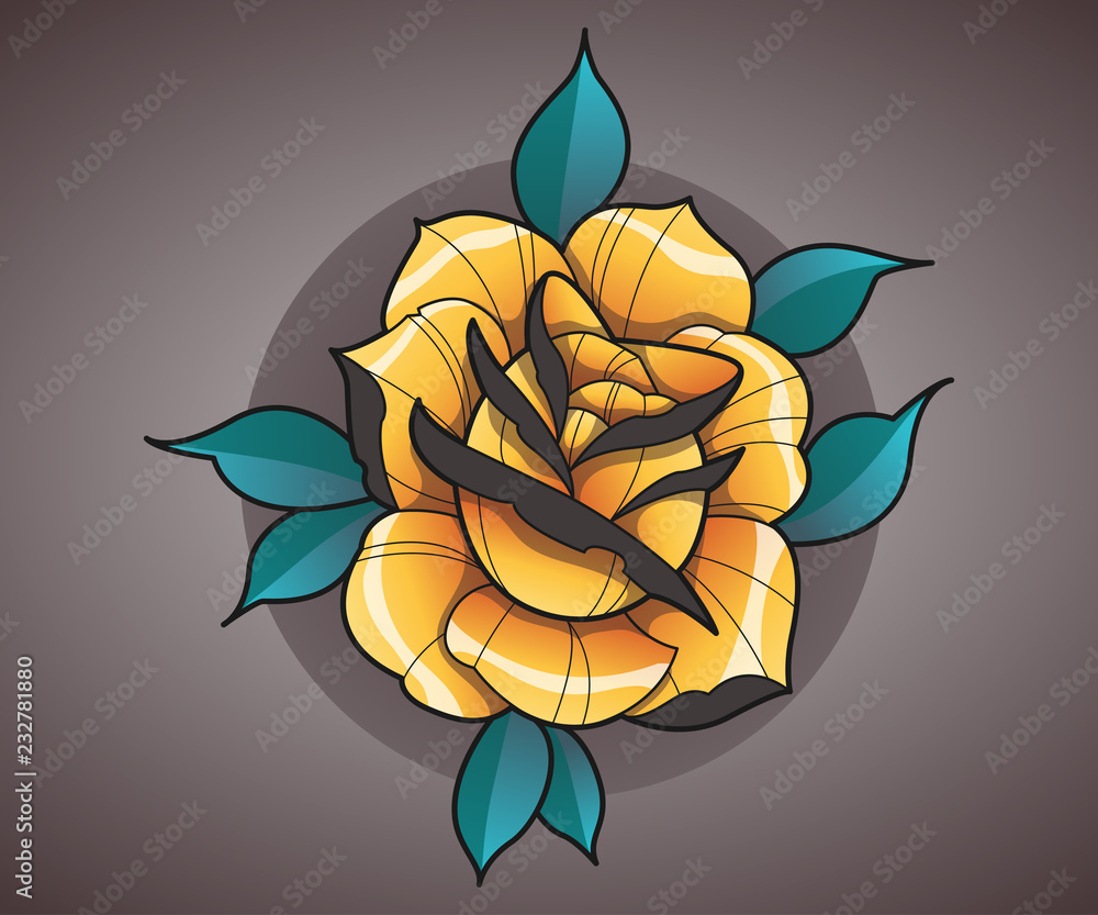 Fototapeta premium Rose tattoo illustration