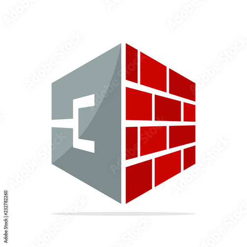 logo icon for construction business with the concept of a combination of red bricks and number 3