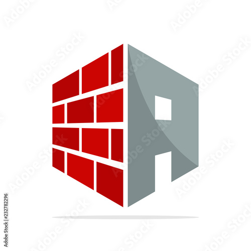 the initial logo icon for the construction business with the concept of a combination of red brick and letter A