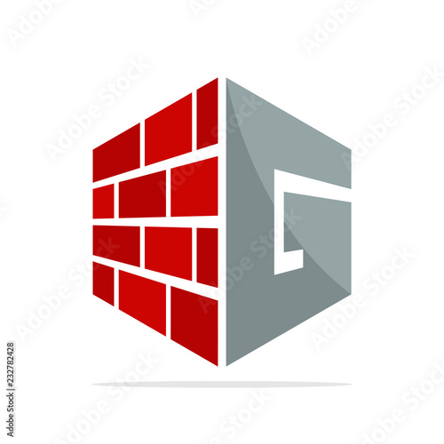 the initial logo icon for the construction business with the concept of a combination of red brick and letter G