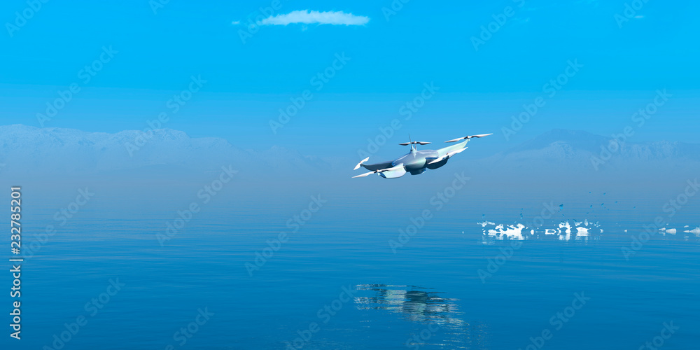 3d illustration of dron flying