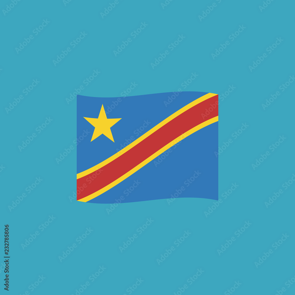 Obraz premium Democratic Republic of the Congo flag icon in flat design