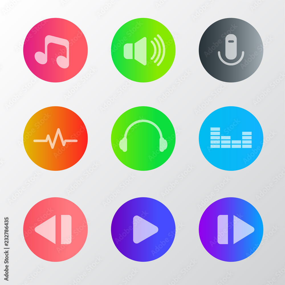 audio sound vector icon set