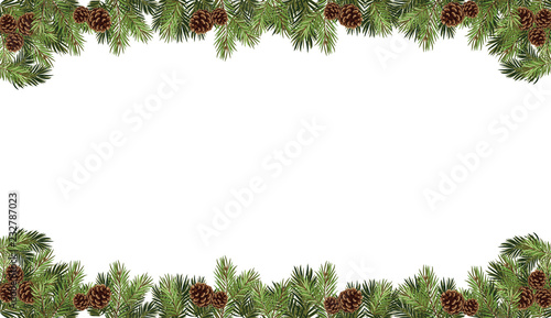 Christmas fir tree in a form of a frame on grunge background