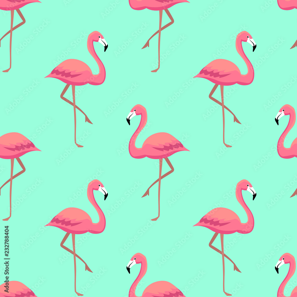 Naklejka premium Wzór różowe flamingi