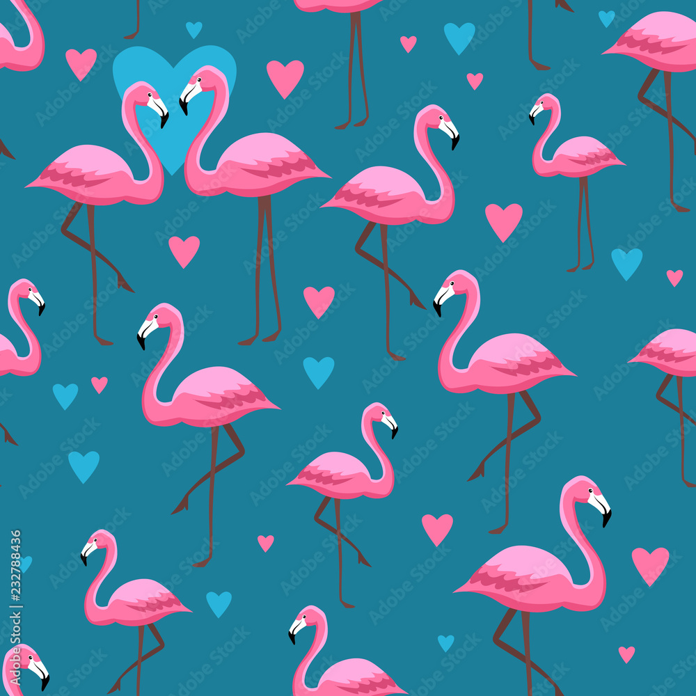 Obraz premium Pink flamingos seamless pattern