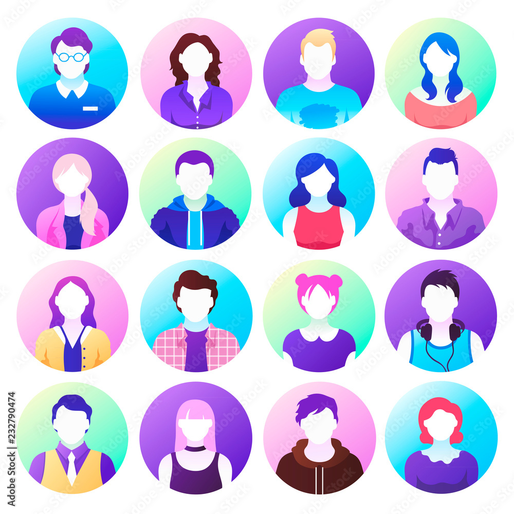 set of modern icons with gradient. collection of characters. set of modern icons with gradient. collection of characters.