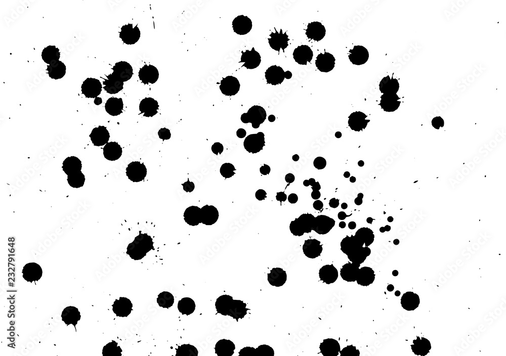 Ink grunge drops texture. Black hand drawn splashes and stains on white background. Ink grunge drops texture. Black hand drawn splashes and stains on white background.