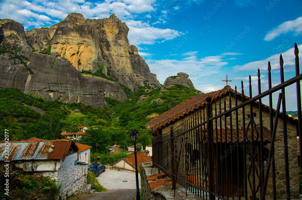 Meteora Rocks with famous monasteries in town Kalabaka, Greece Meteora Rocks with famous monasteries in town Kalabaka, Greece