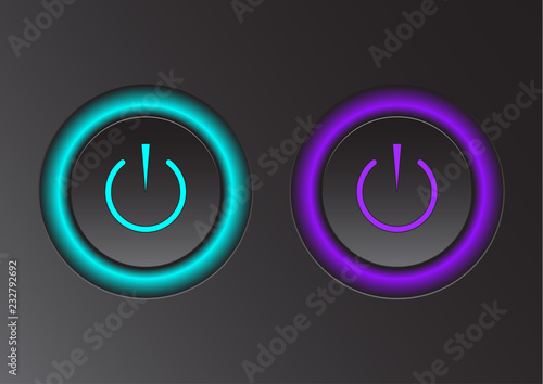 Power icon. Vector illustration on dark background. Power button logo.