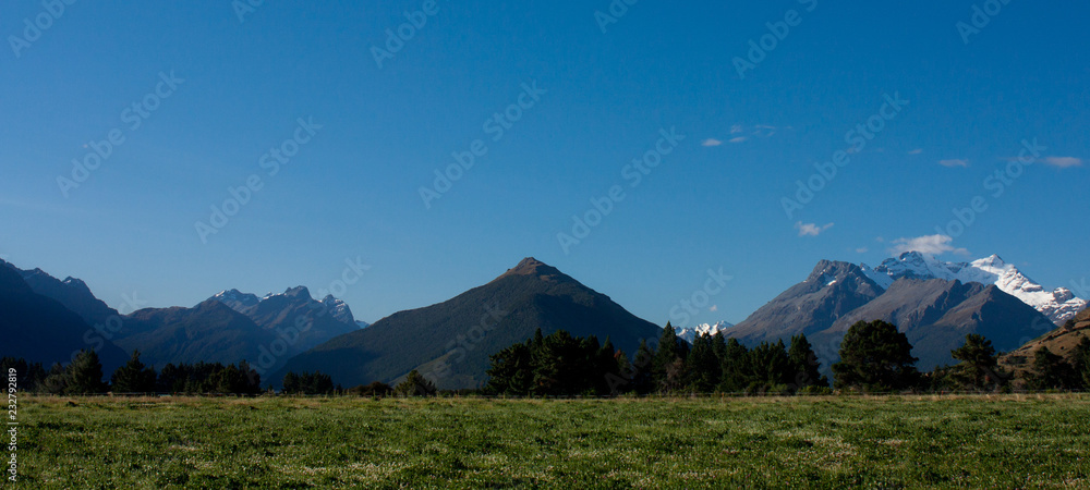 A panorama of mountains including mt. Alfred in Glenorchy in New Zealand A panorama of mountains including mt. Alfred in Glenorchy in New Zealand