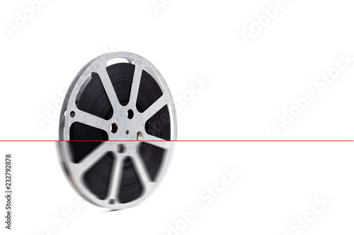 film reel on white background with color tape