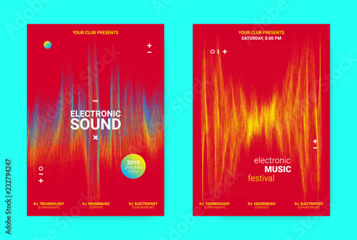 Wave Music Poster Concept. Electronic Sound Flyer.