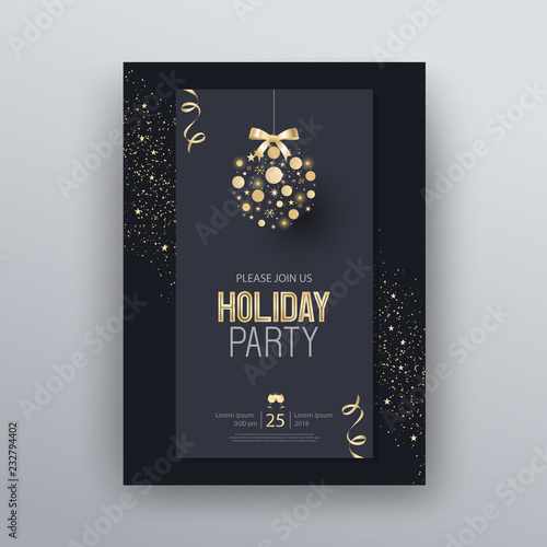 Vector illustration design for holiday party and happy new year party invitation flyer and greeting card template	