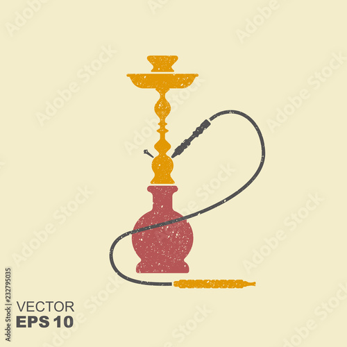Hookah Silhouette Icon Vector Isolated. Flat illustration with scuffed effect