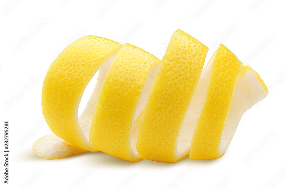 lemon peel, isolated on white background, clipping path, full depth of field lemon peel, isolated on white background, clipping path, full depth of field