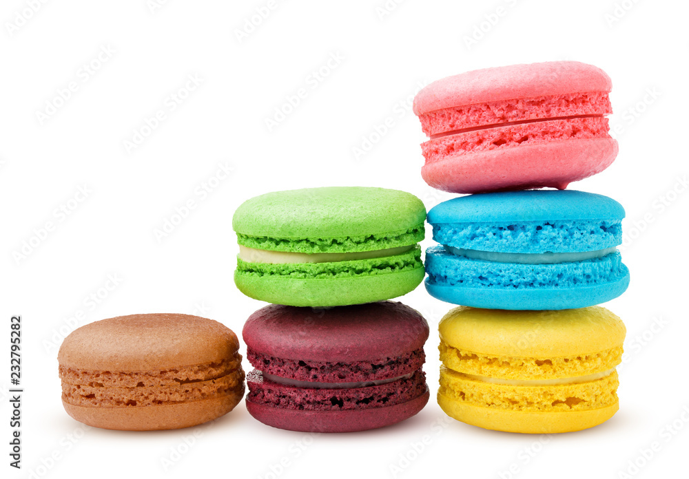 macaroons isolated on white background, clipping path, full depth of field macaroons isolated on white background, clipping path, full depth of field