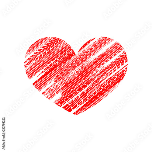 Red tire track heart