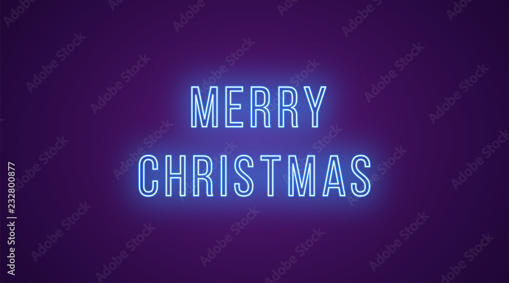 Neon inscription of Merry Christmas. Vector, neon