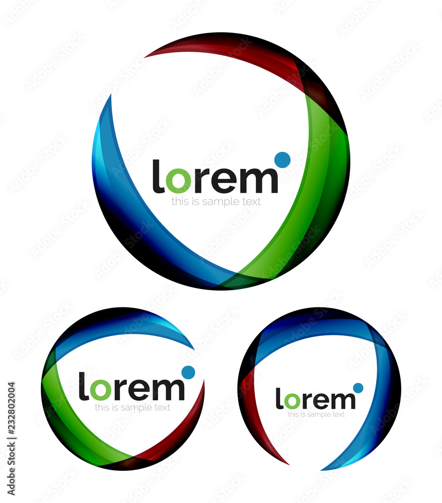 Set of geometric shape convergence logo design templates Set of geometric shape convergence logo design templates