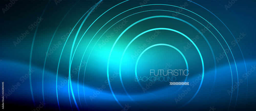 Neon glowing circles background Neon glowing circles background