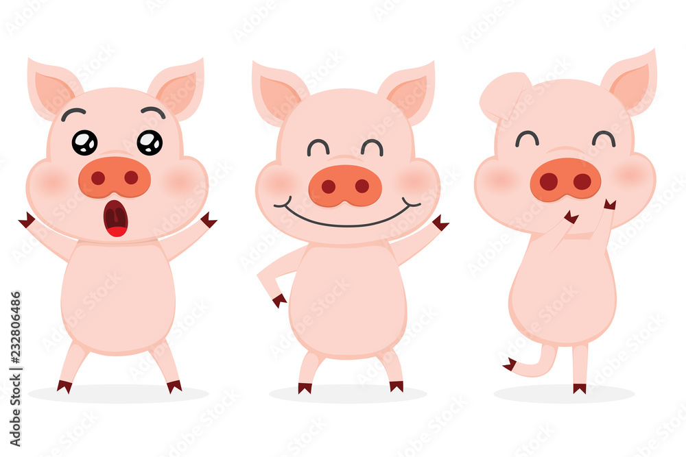 Set of Cute pigs. Set of Cute pigs.