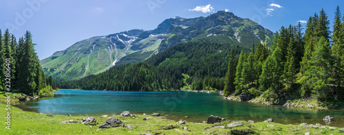 lake in the mountains, obernberger see, tirol, austria