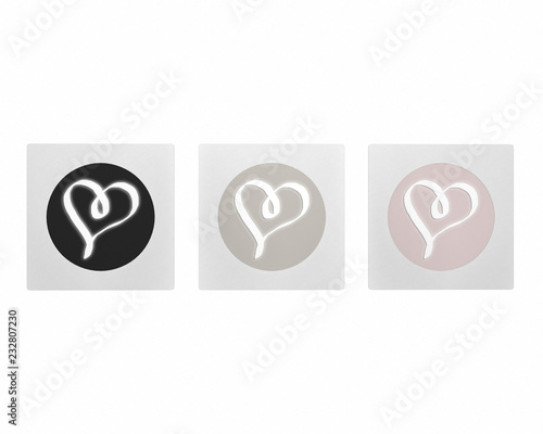 Artwork Set Hearts Picture Frame isolated on White
