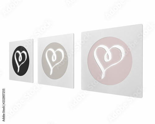Artwork Set Hearts Picture Frame isolated on White