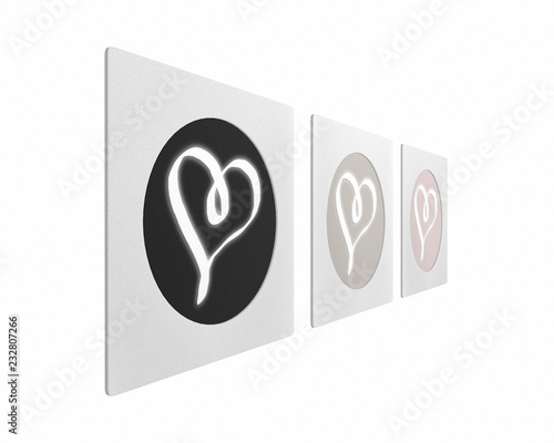 Artwork Set Hearts Picture Frame isolated on White