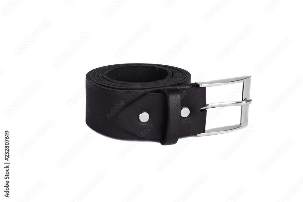Leather strap on a white background, isolated. It can be used as a background Leather strap on a white background, isolated. It can be used as a background