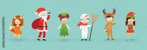 Kids wearing Christmas costumes.