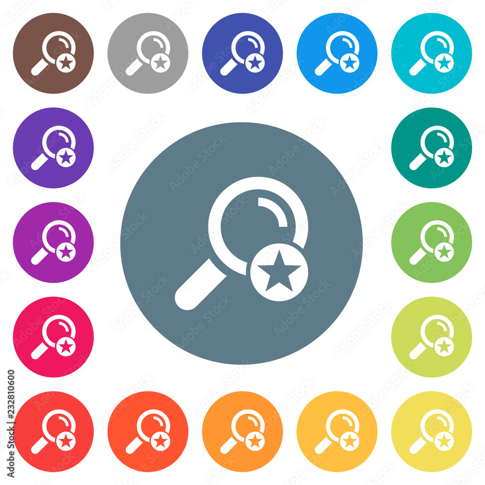 Mark search result flat white icons on round color backgrounds Mark search result flat white icons on round color backgrounds