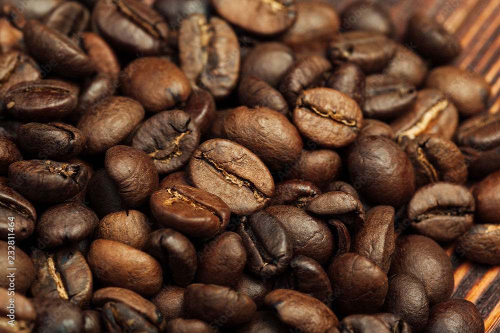Roasted coffee beans background Roasted coffee beans background