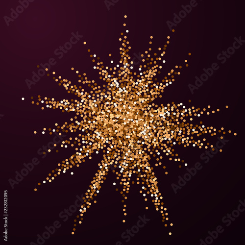 Red round gold glitter luxury sparkling confetti. 