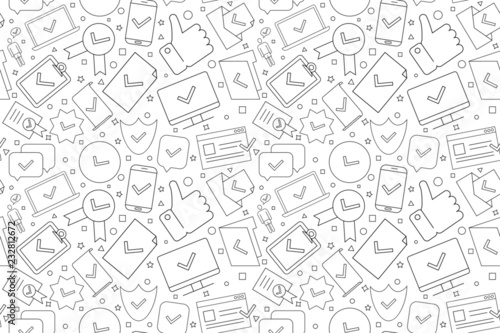 Approve background from line icon. Linear vector pattern. Vector illustration