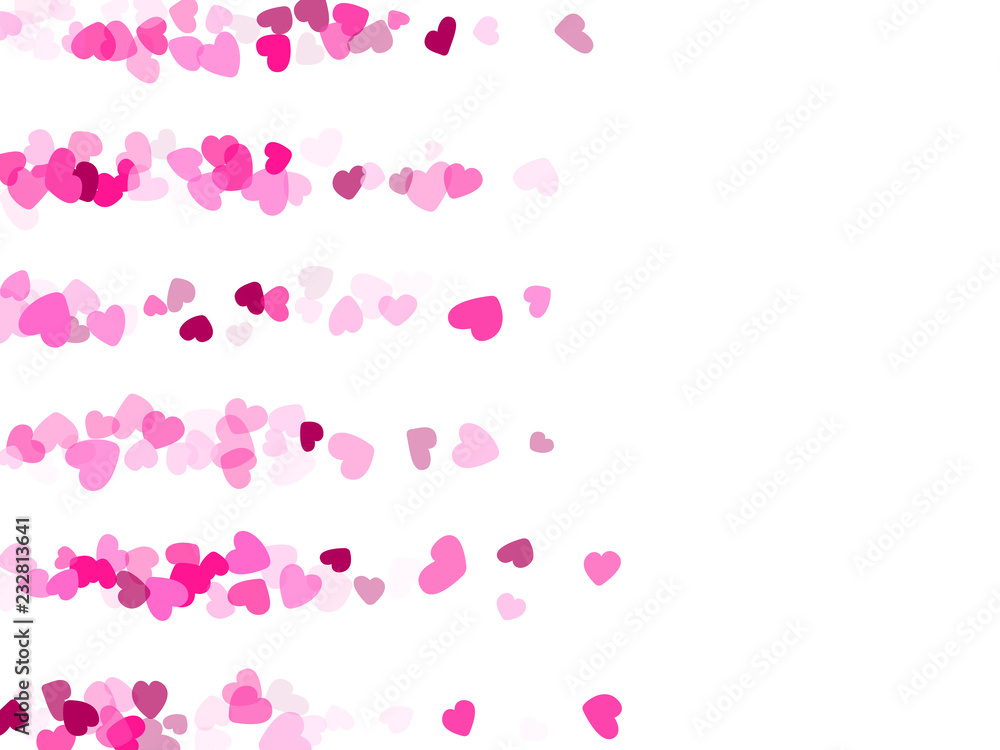 Hearts confetti flying vector background graphic design.