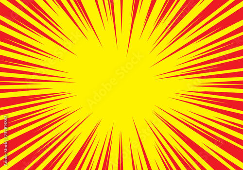 Radial zoom speed line red on yellow for comic background vector illustration.