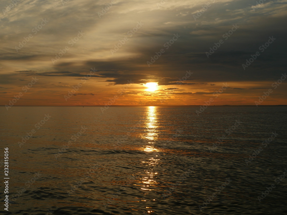 Fototapeta premium seascape, dramatic sunset over the sea