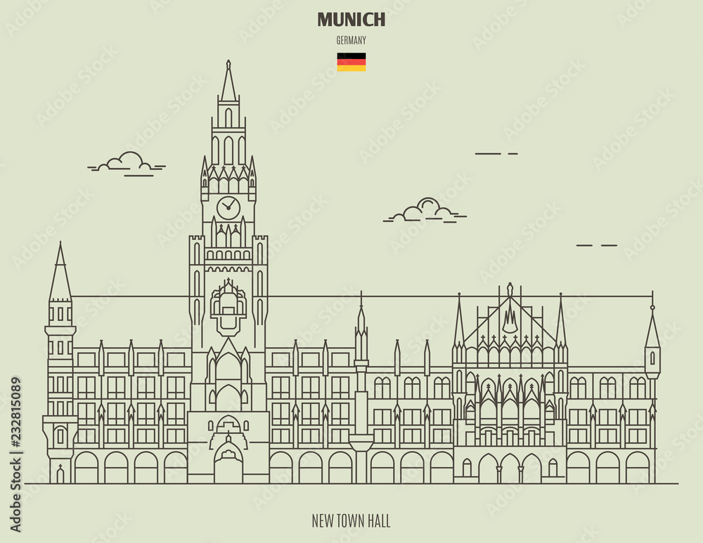 New Town Hall in Munich, Germany. Landmark icon