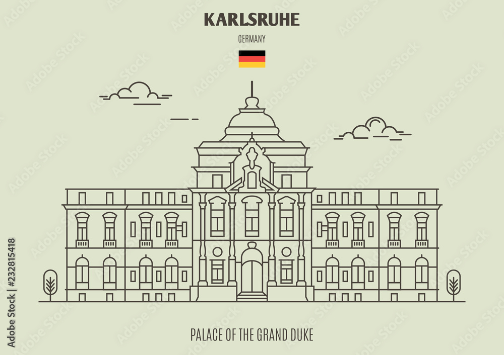 Palace of the Grand Duke in Karlsruhe, Germany. Landmark icon