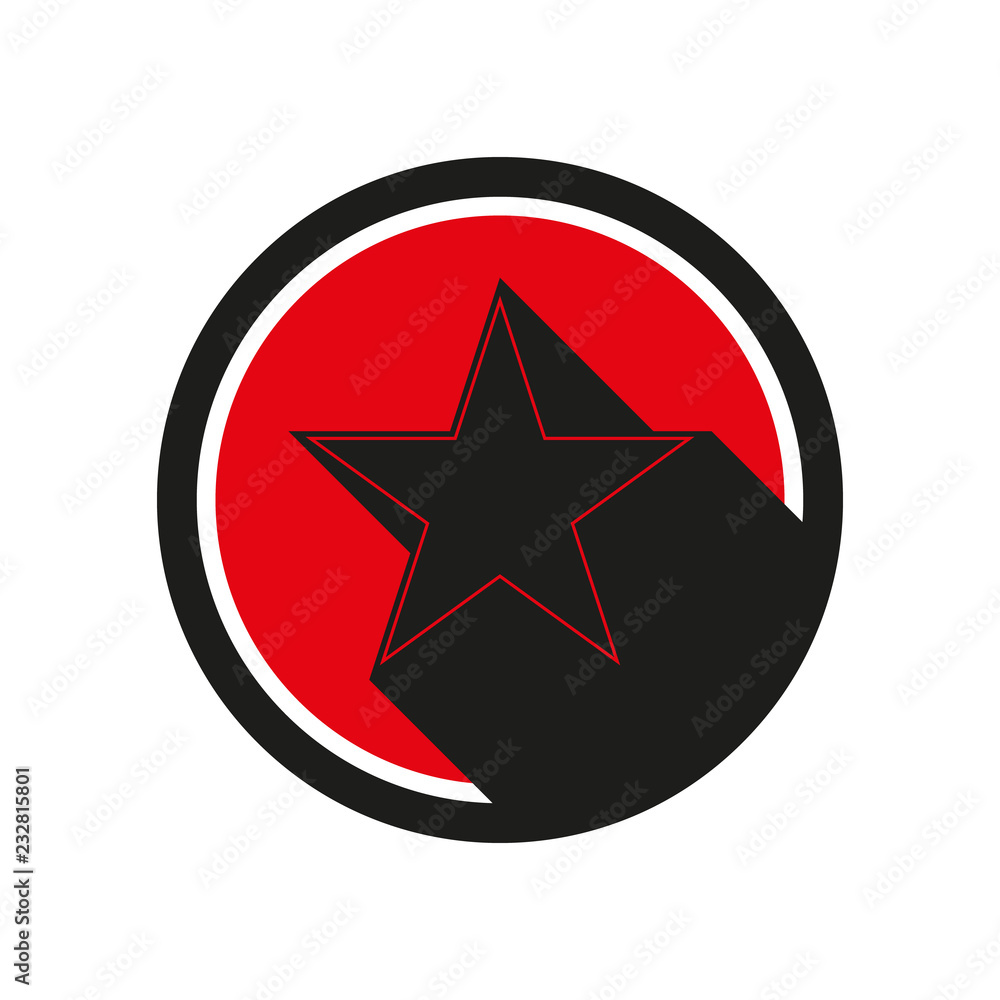 Fototapeta premium Abstract red star logo. Vector illustration of red star icon in flat design isolated on white background.