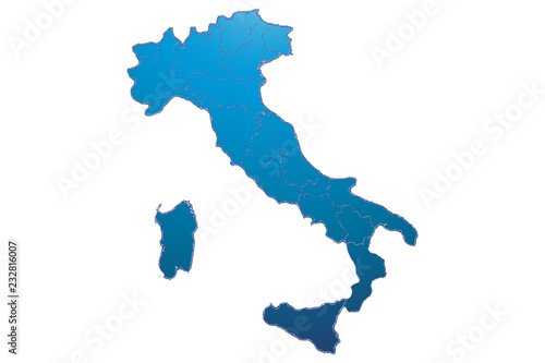 Mapa azul de Italia.