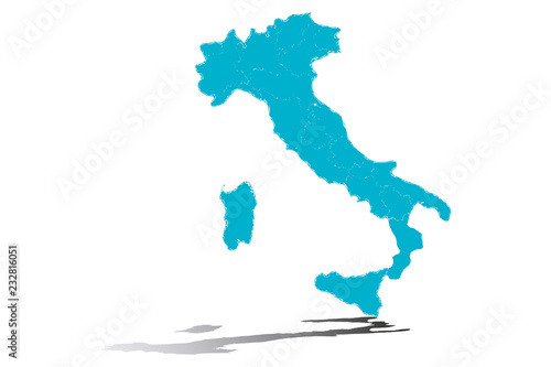 Mapa azul de Italia.