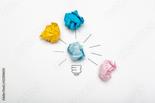 New Idea Concept. Colorful Crumpled Paper Balls