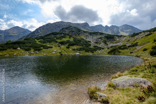 mountain lake in late summer in Slovakian Carpathian Tatra