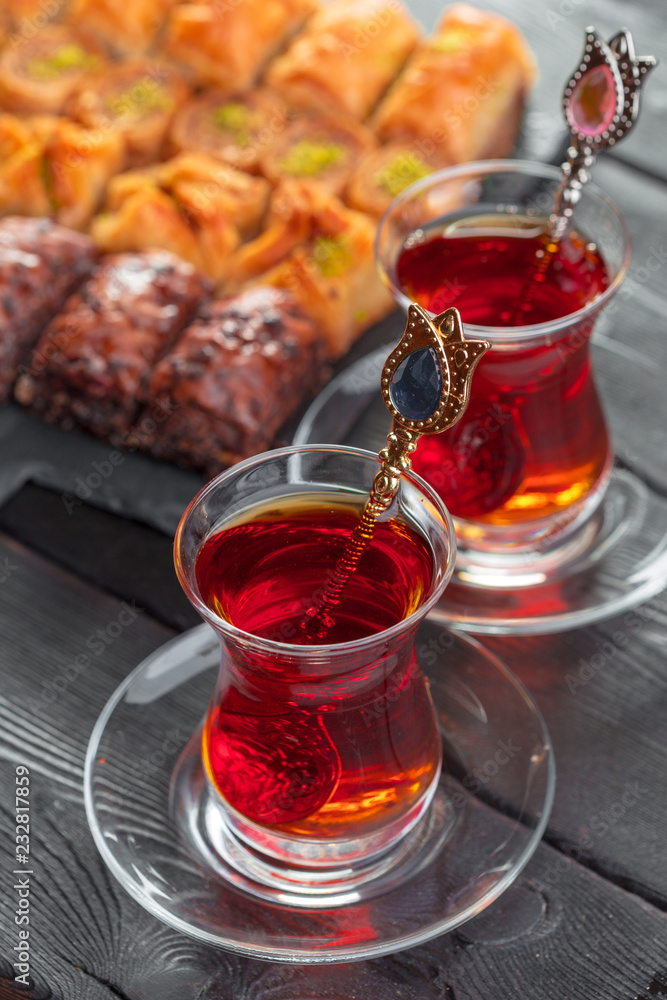 Turkish tea in traditional glass Turkish tea in traditional glass